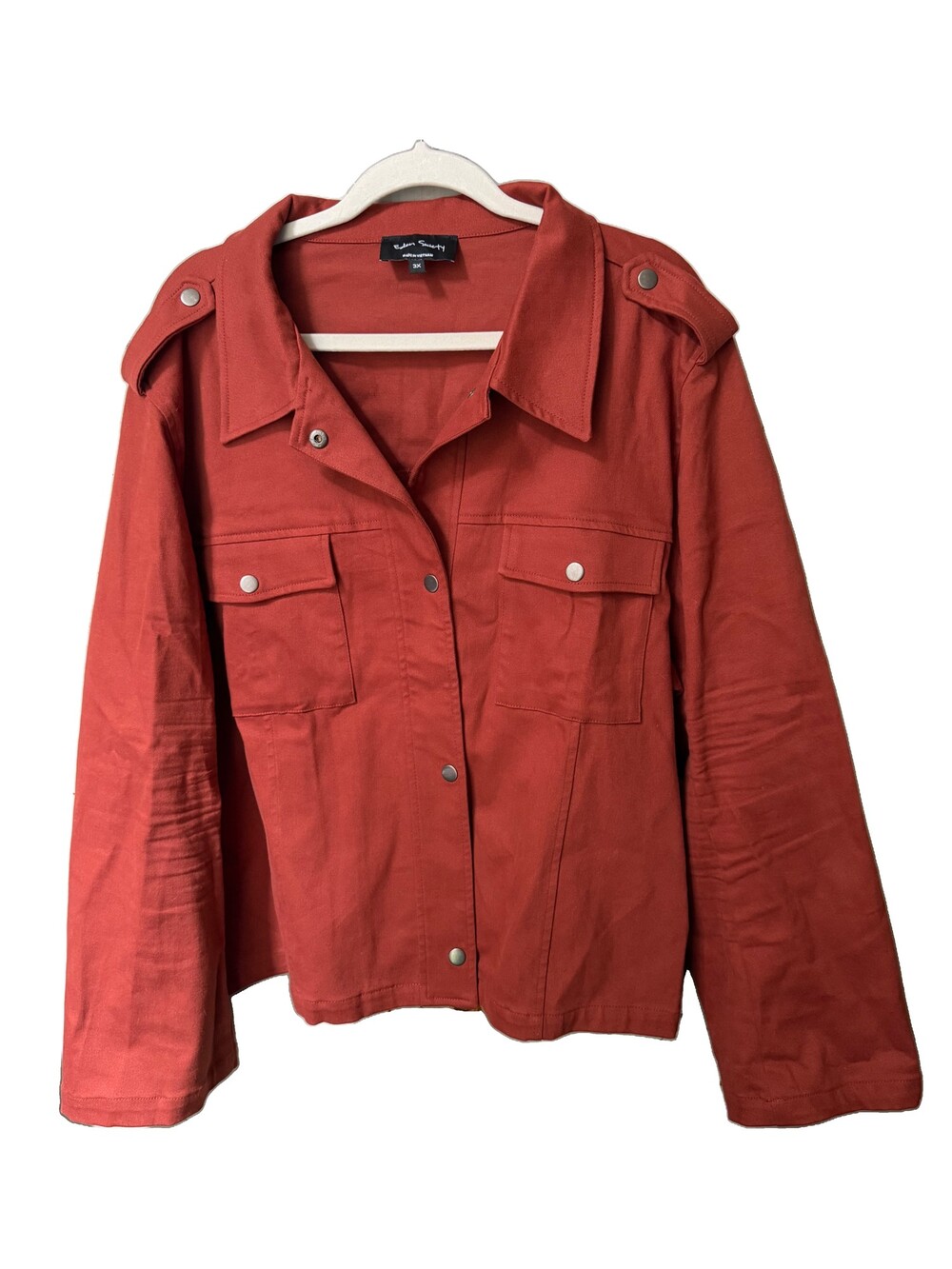 Eden Society 3X Rust Red Cropped Snap Button Front Jacket